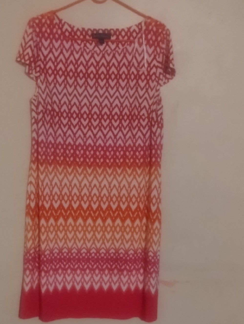 Jessica Howard Red and White Chevron Shift Dress